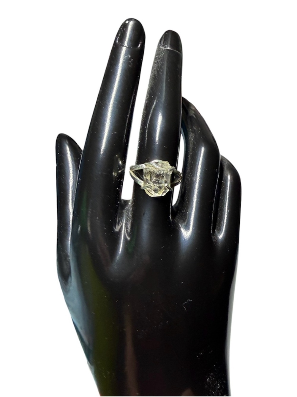 Raw Herkimer Diamond Ring Sterling Silver Setting